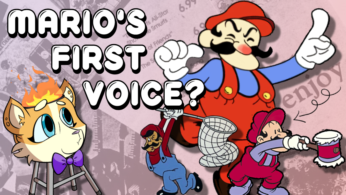 A picture of an anthropomorphic grill next to several different animated versions of Nintendo's Mario